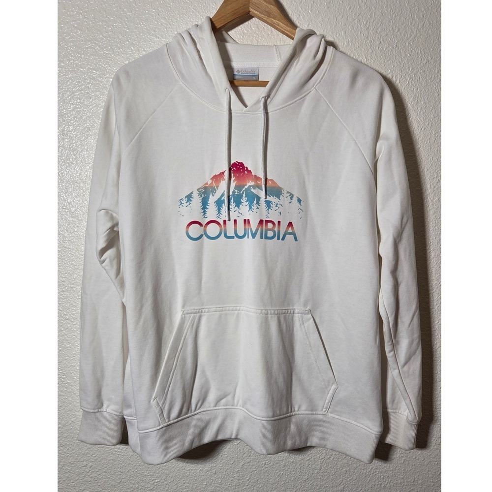 Columbia Hoodie Women's XL‎ White Mountain Graphic Pullover Gorpcore Outdoor